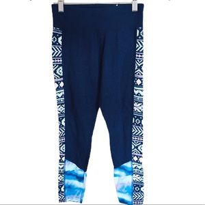 JUSTICE Aztec/Tie Dye Print Leggings/Pants With Elastic Waist Navy Blue Girl 12Y